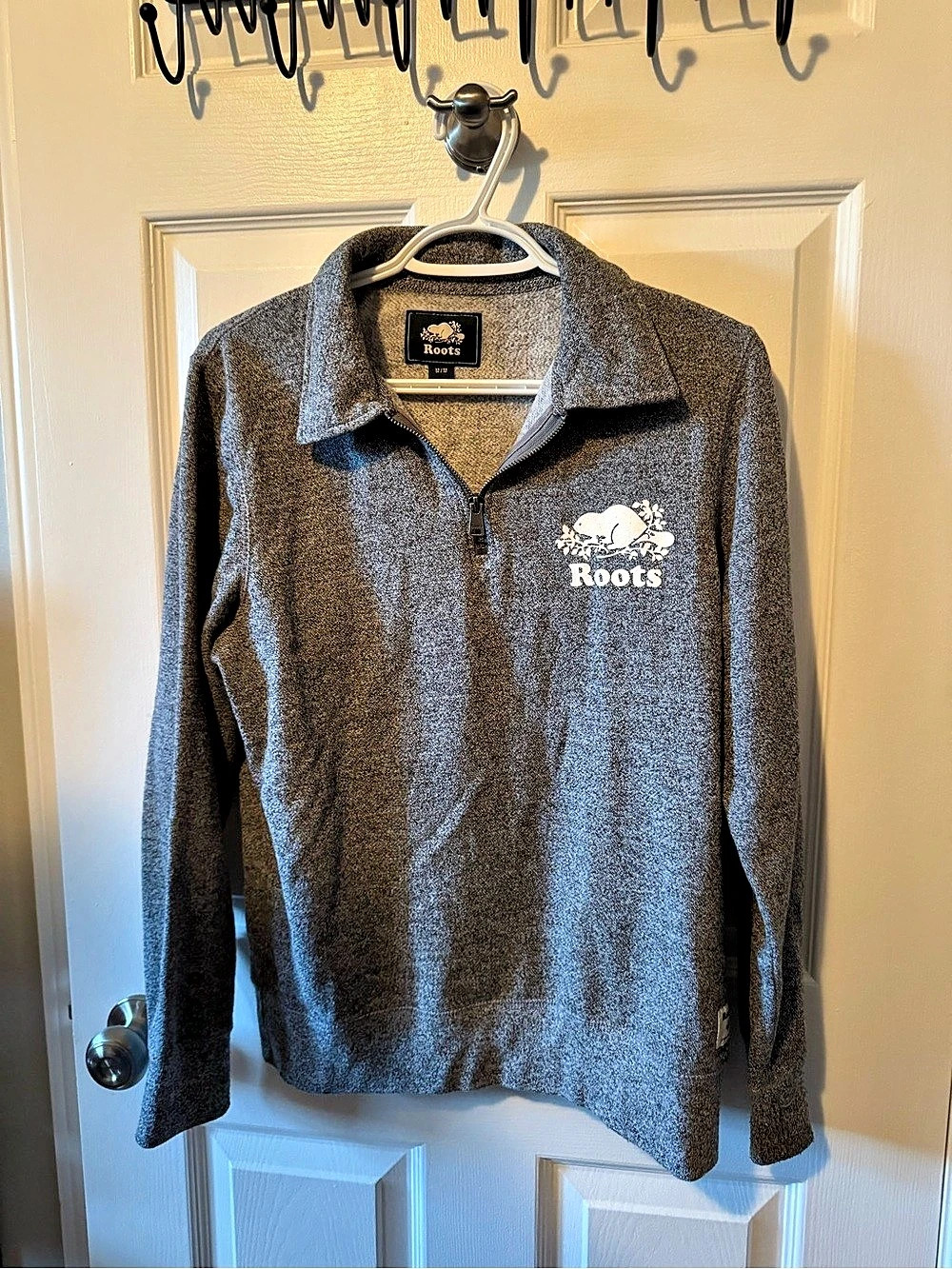 Roots Canada Quarter-Zip Sweatshirt Gray Size Medium